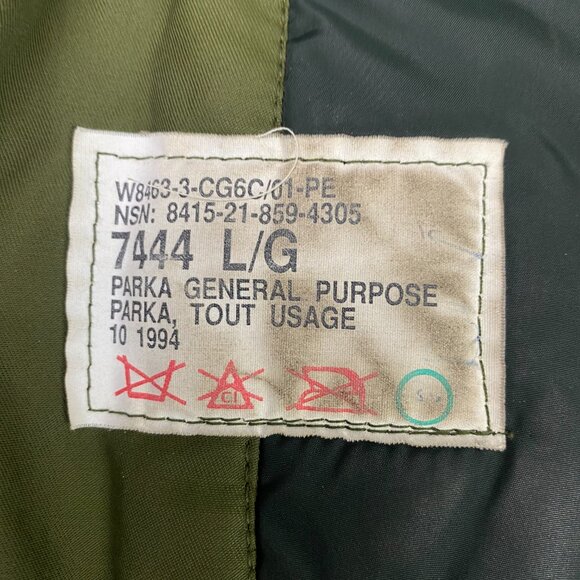 Vintage Canadian Army Parka General Purpose Jacket Men's Large Green Military - Picture 2 of 16